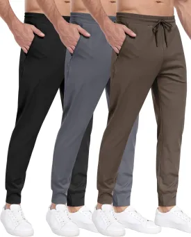 3 Pack Men's Sweatpants with Zipper Pockets,Workout Gym Traning Track Joggers Pants for Men Running Jogging Pants