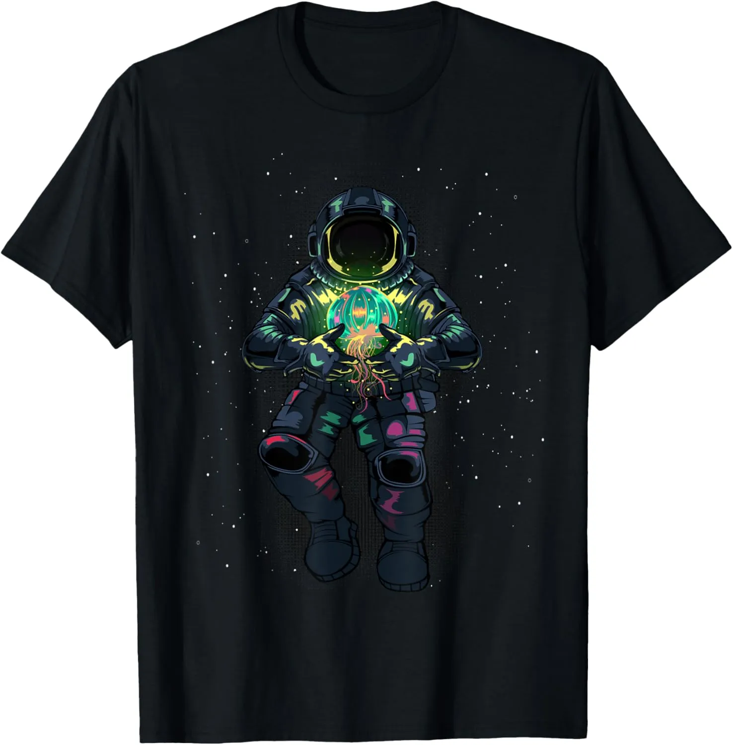 Astronaut Holding Jellyfish Galaxy Vintage Space Galactic T-Shirt