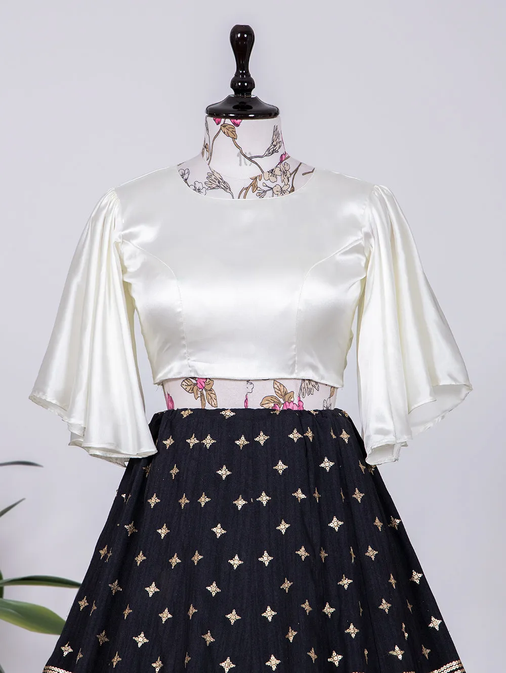 Black Color Sequins Work Velvet Banglory Lehenga Choli