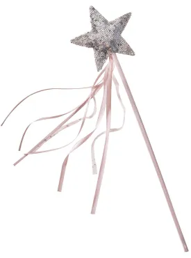 Deluxe Kids Silver Sequin Star Fairy Wand