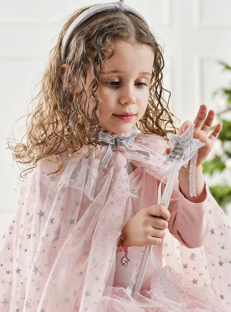 Deluxe Kids Silver Sequin Star Fairy Wand