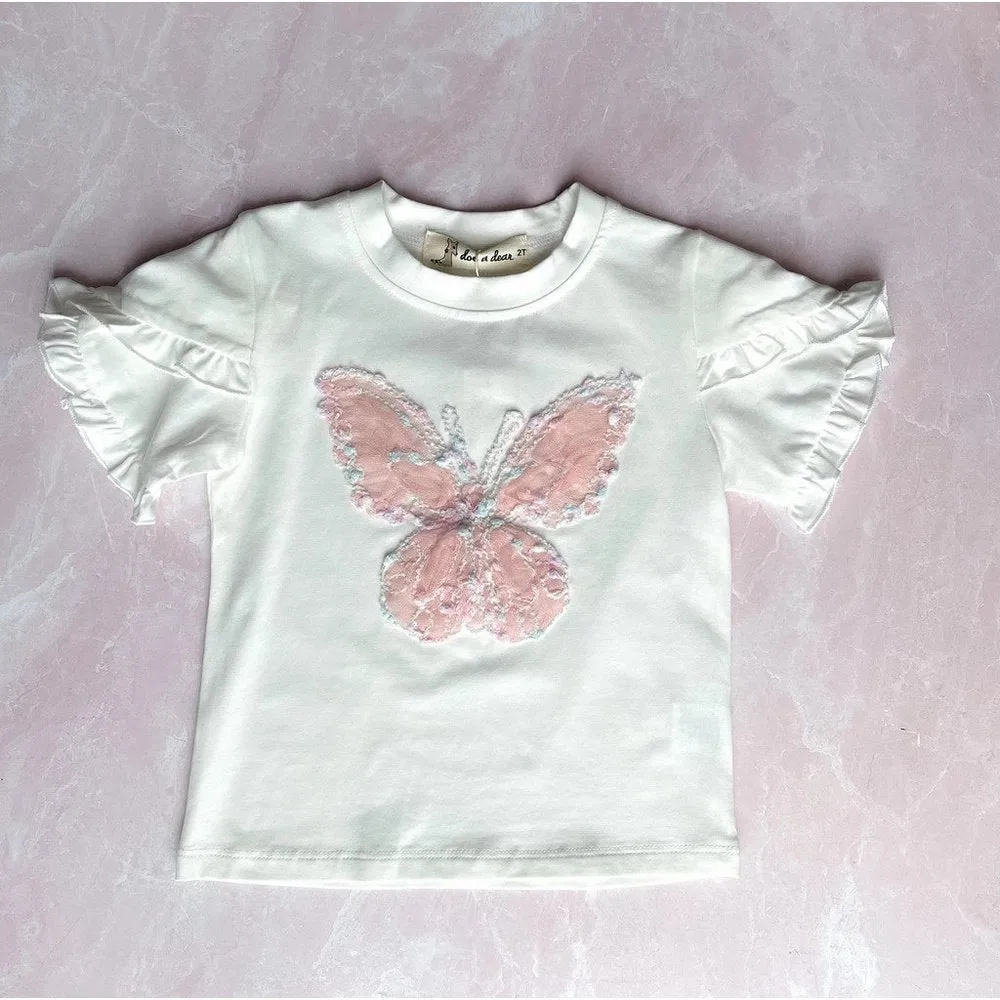 Doe a Dear Big Butterfly Top and Floral Mesh Tutu Skirt Set