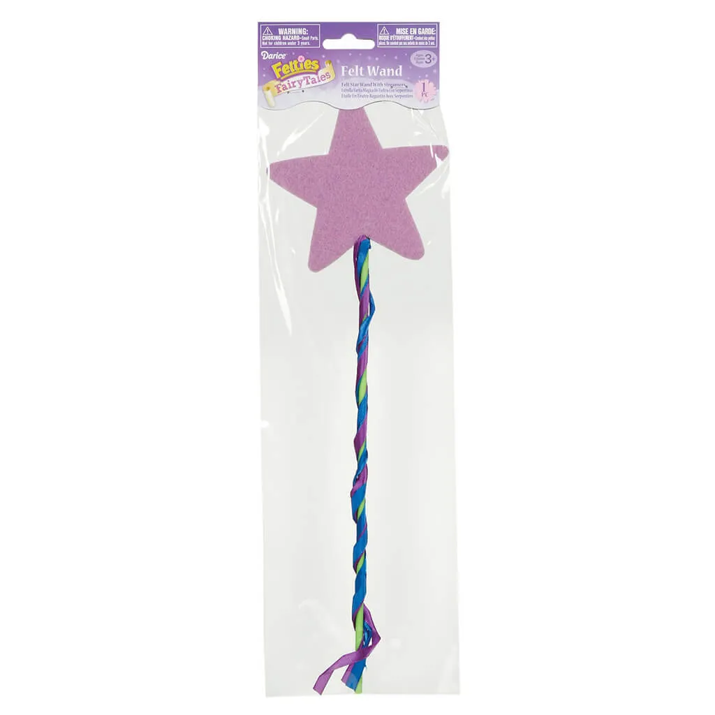 Felt Star Wand With Streamers 3 Assorted Colors