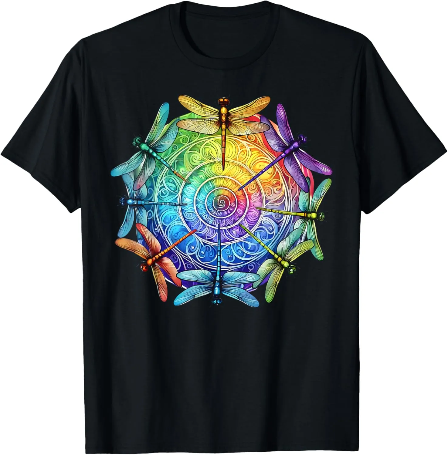 Gay Pride Rainbow Dragonfly Spiral Mandala LGBTQ Month T-Shirt