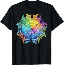 Gay Pride Rainbow Dragonfly Spiral Mandala LGBTQ Month T-Shirt