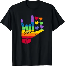 Gay Pride Sign Language Love Rainbow ASL Cute LGBTQ T-Shirt