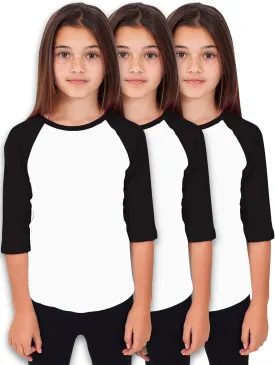 Hat and Beyond Kids Raglan Jersey Child Toddler Youth Uniforms 3/4 Sleeves T Shirts