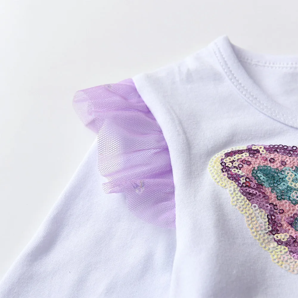 Kids Girls Butterfly Sequins Princess Dress