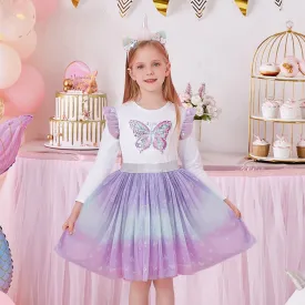 Kids Girls Butterfly Sequins Princess Dress