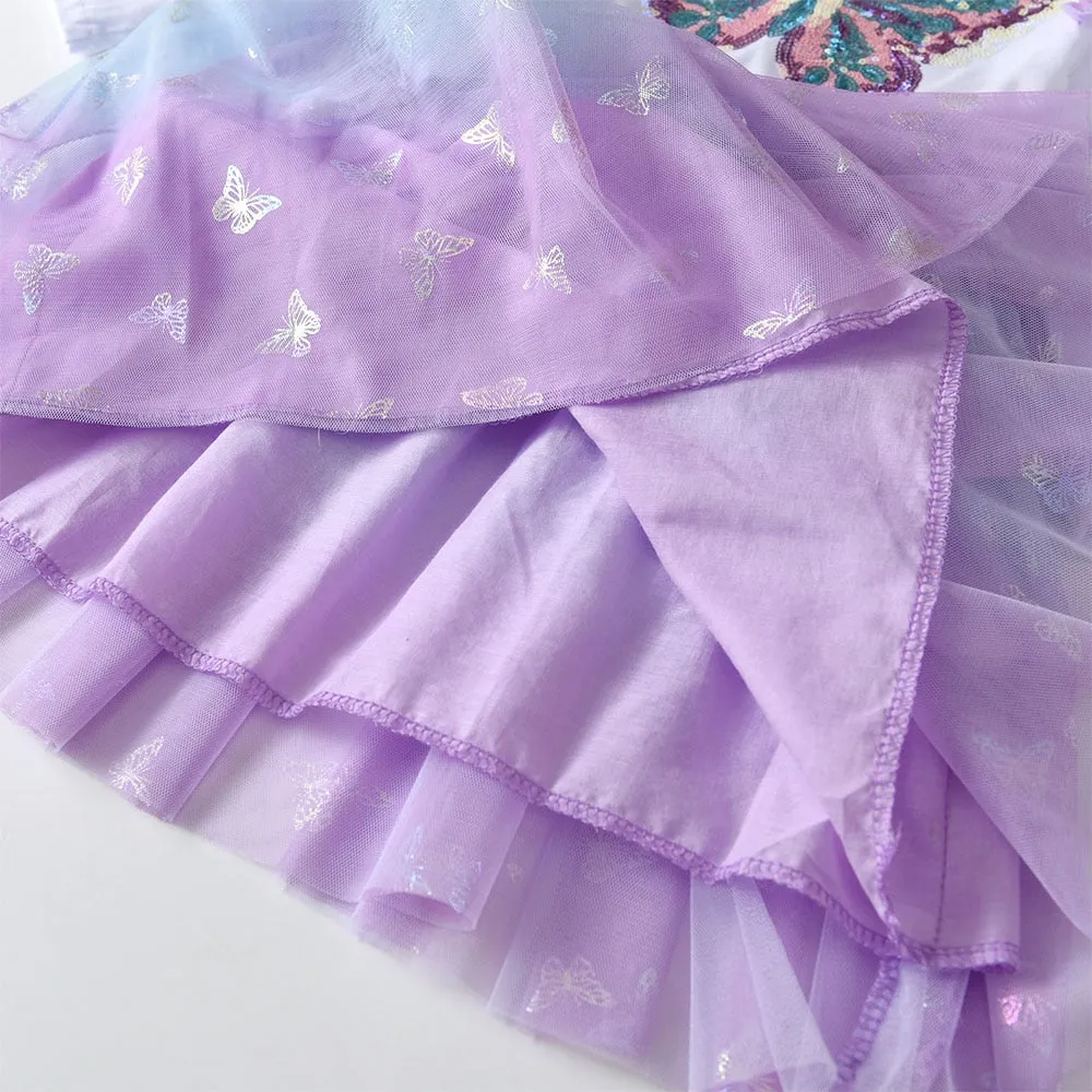 Kids Girls Butterfly Sequins Princess Dress