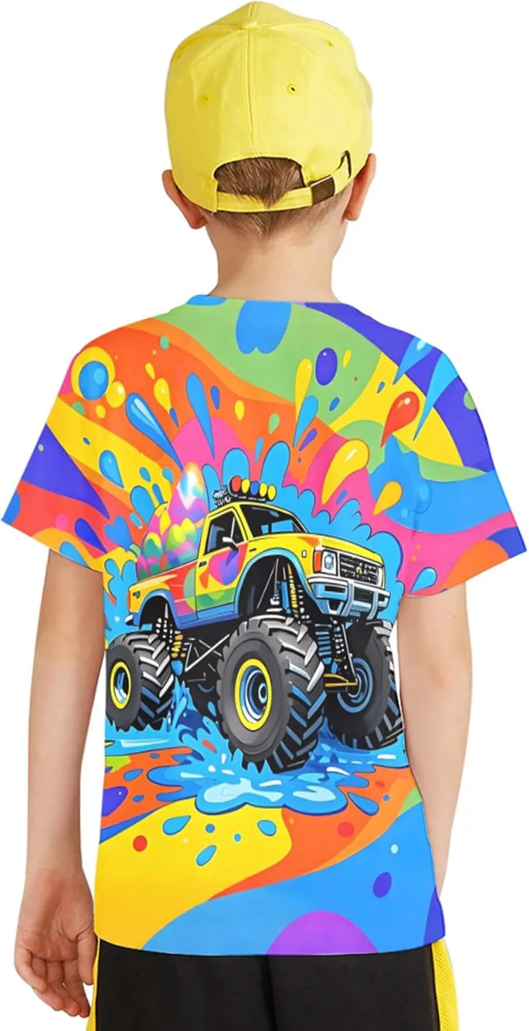 Linnhoy Kid Shirts 3D Graphic Printed Tees for Boys and Girls Novelty Fashion T-Shirts Unisex Casual Tops Size 6-16 Years