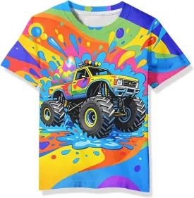Linnhoy Kid Shirts 3D Graphic Printed Tees for Boys and Girls Novelty Fashion T-Shirts Unisex Casual Tops Size 6-16 Years