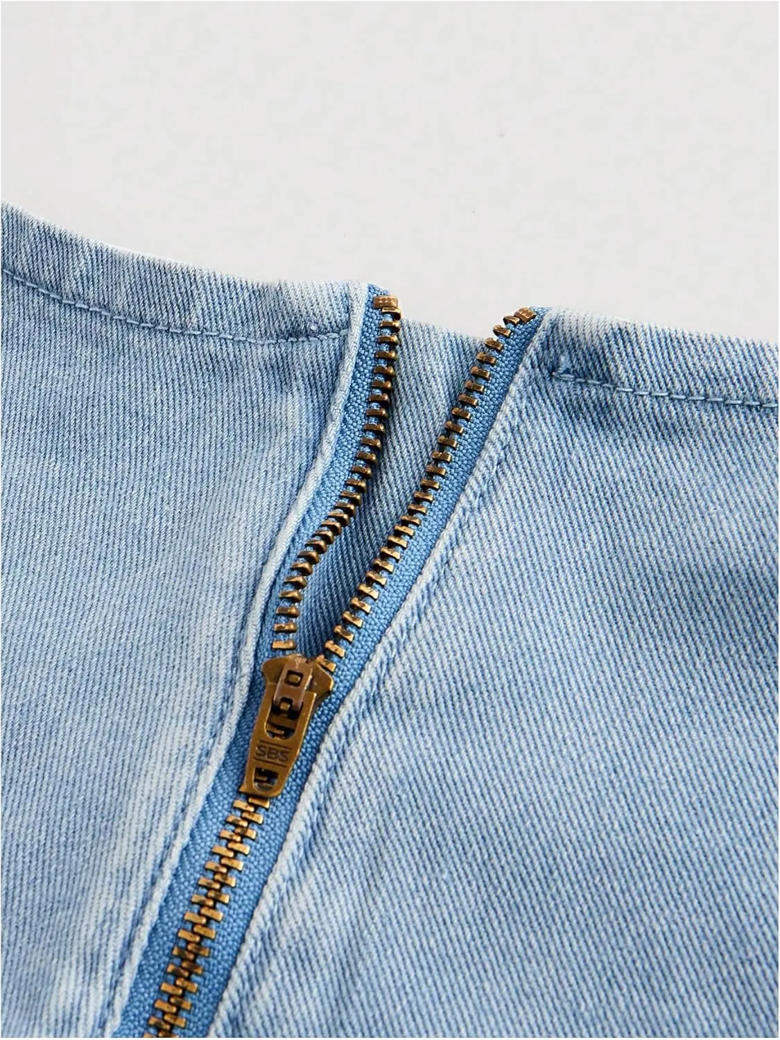 MakeMeChic Women's Denim Mini Skirt Bow Knot Ruffle Layered A Line Summer Jean Skirts