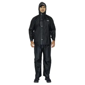 Men Rain Coat - Waterproof, Reversible, Double Layer | Includes Pants | XXL | Black