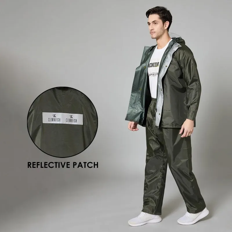 Men Rain Wear - Waterproof Reversible Rain Coat with Pants | Mehendi XL