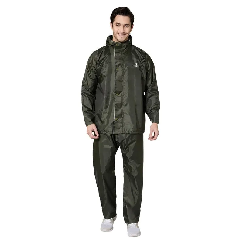 Men Rain Wear - Waterproof Reversible Rain Coat with Pants | Mehendi XL