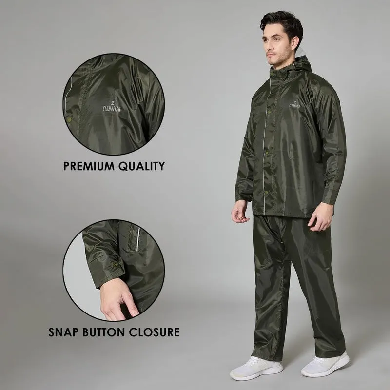 Men Rain Wear - Waterproof Reversible Rain Coat with Pants | Mehendi XL