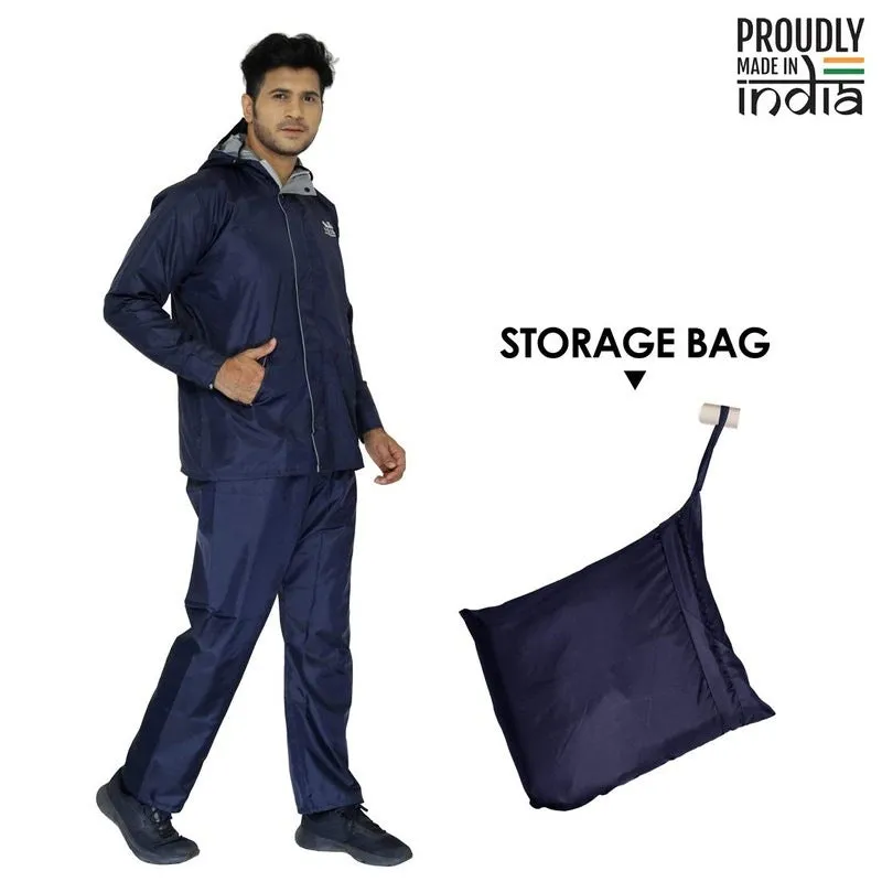 Men Raincoat - Waterproof, Reversible | Jacket with Pants | XXXL | Prime Blue