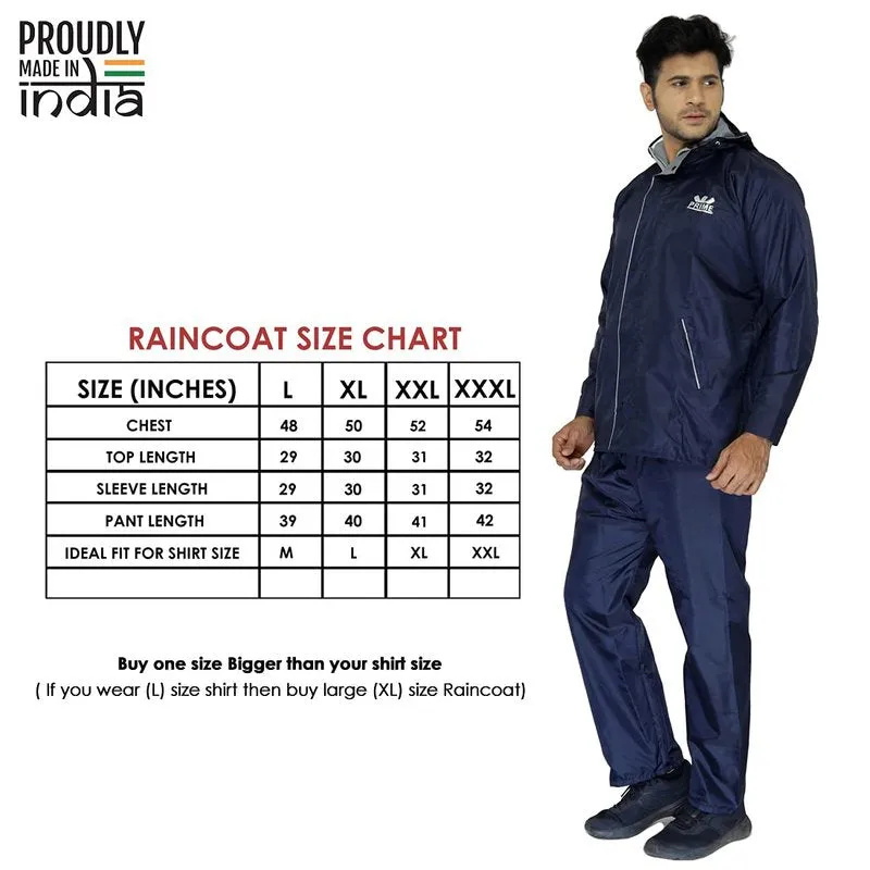Men Raincoat - Waterproof, Reversible | Jacket with Pants | XXXL | Prime Blue