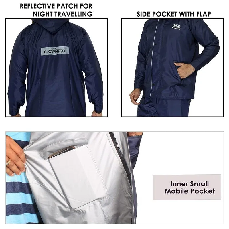 Men Raincoat - Waterproof, Reversible | Jacket with Pants | XXXL | Prime Blue
