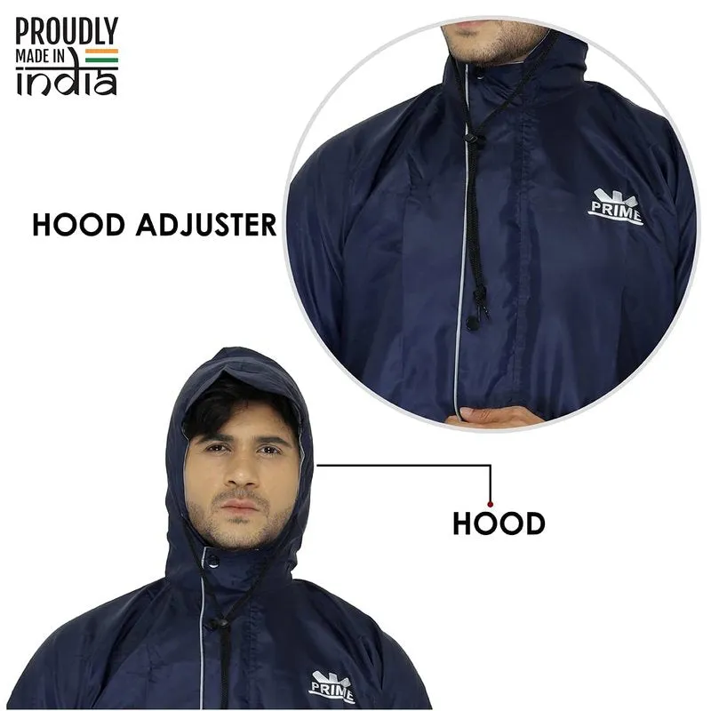 Men Raincoat - Waterproof, Reversible | Jacket with Pants | XXXL | Prime Blue