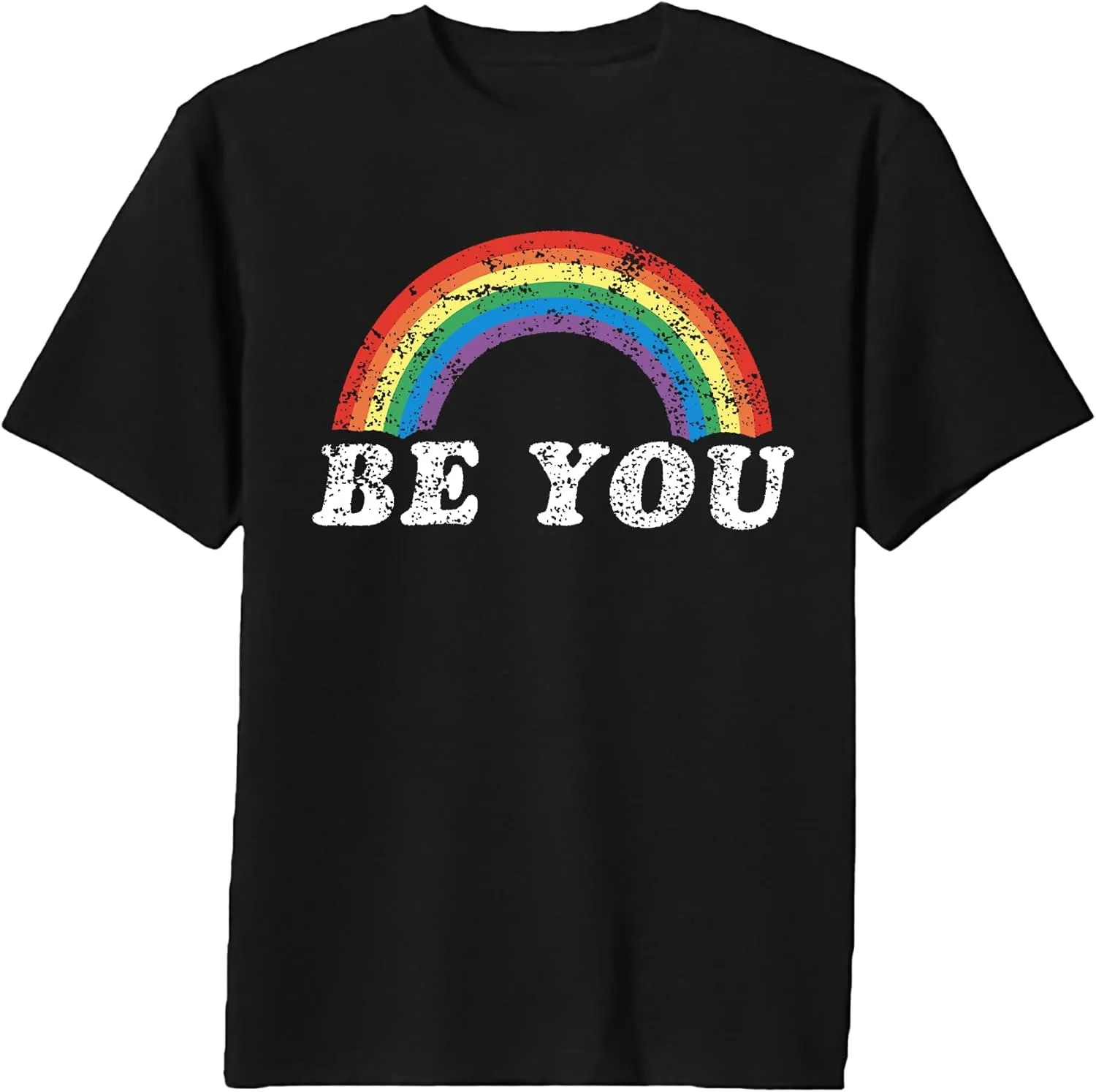 Men's Gay Pride Shirt : Rainbow Graphic Tees Be You T-Shirt LGBT Equality Short Sleeve Blouse Tops