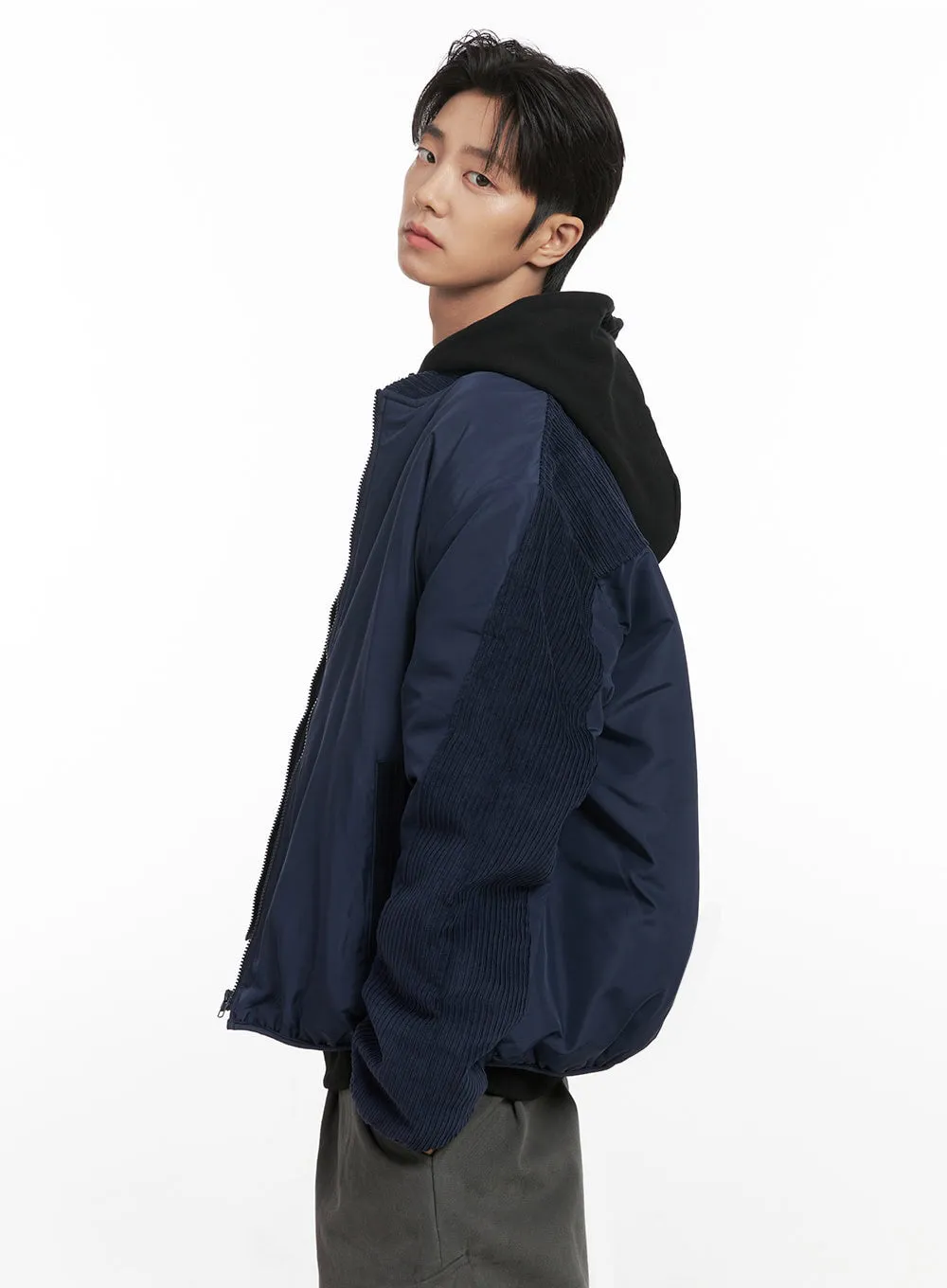 Men's Smooth Puffer Zip-Up Jacket ID406