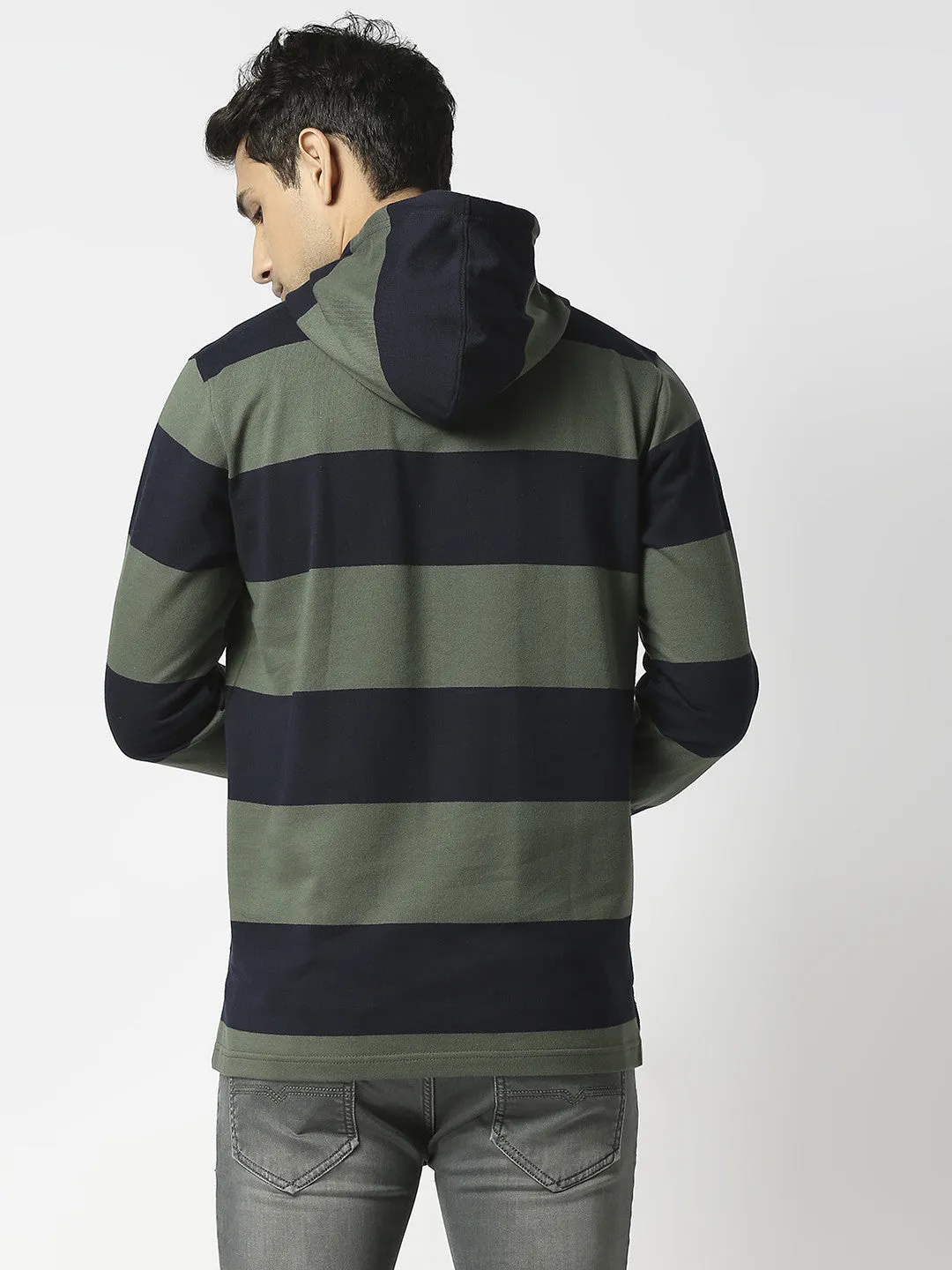 Olive French Terry Sweatshirt With Hoodie