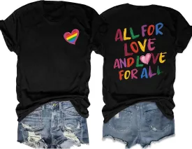 Pride Shirts for Women Lesbian Rainbow Graphic Tees Proud Ally LGBTQ Rainbow T-Shirt Tops