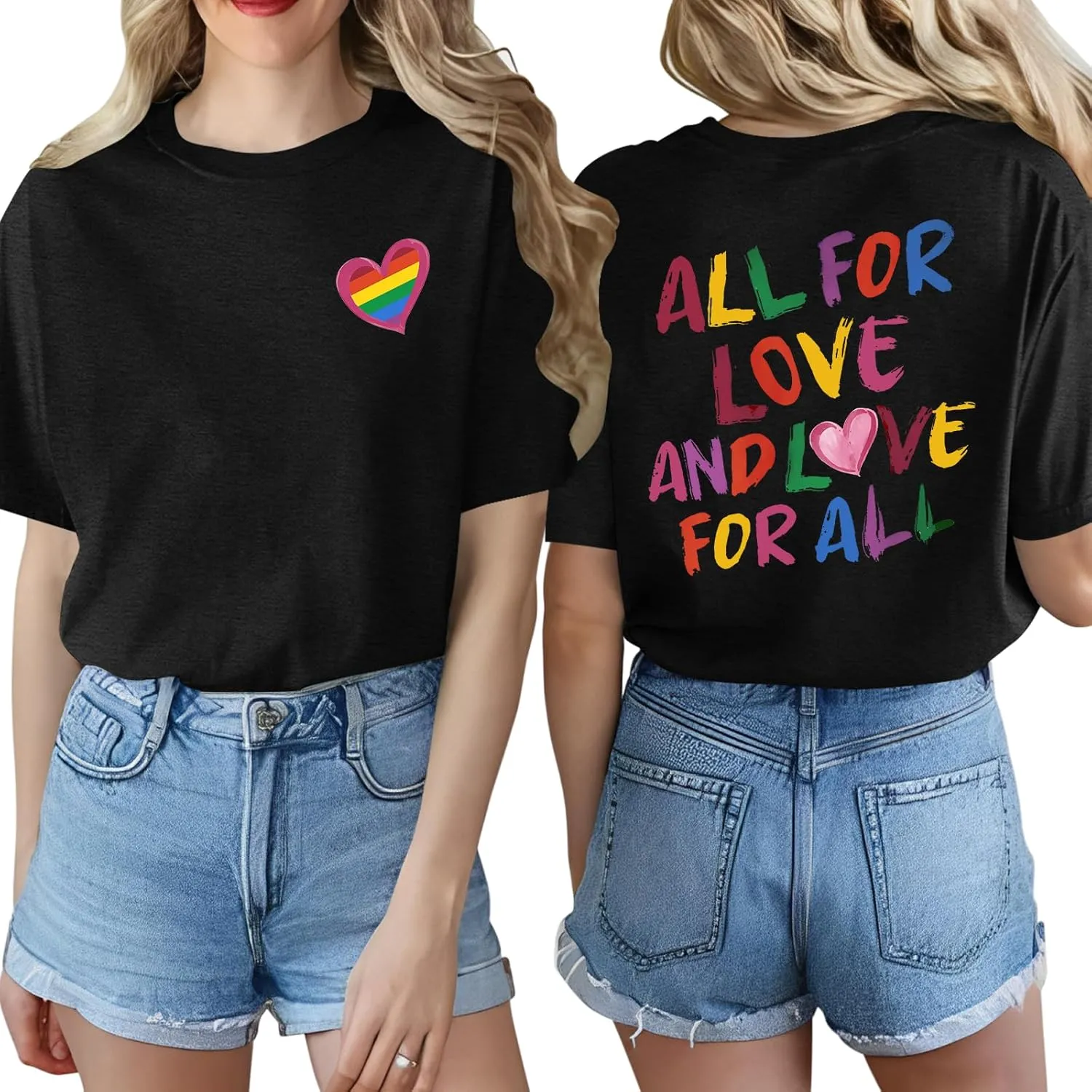 Pride Shirts for Women Lesbian Rainbow Graphic Tees Proud Ally LGBTQ Rainbow T-Shirt Tops