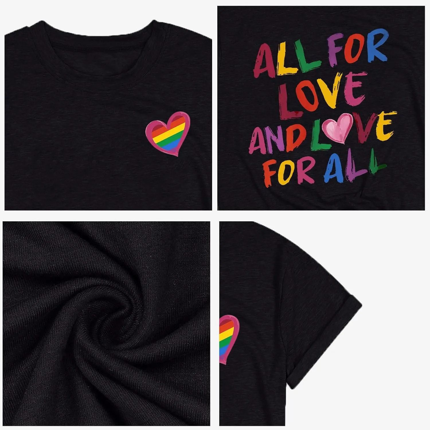 Pride Shirts for Women Lesbian Rainbow Graphic Tees Proud Ally LGBTQ Rainbow T-Shirt Tops