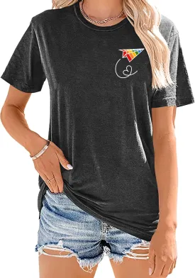 Pride Shirts for Women: Rainbow Pride Graphic Tee LGBTQ Equality T Shirt Casual Lesbian Tops