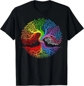 Rainbow Tree Of Life LGBTQ Lesbian Gay Pride Flag Ally T-Shirt