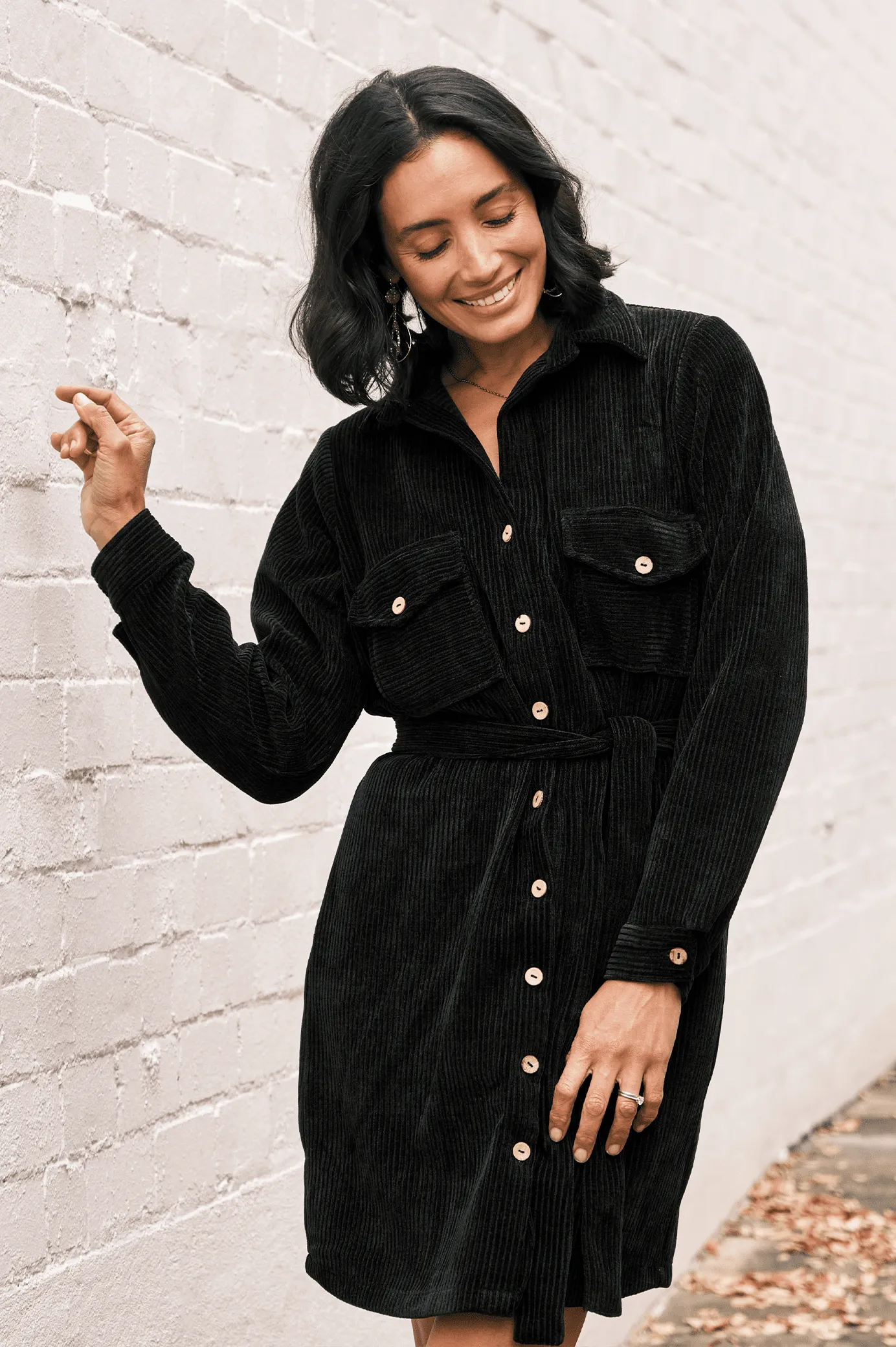Remi Corduroy Dress Black