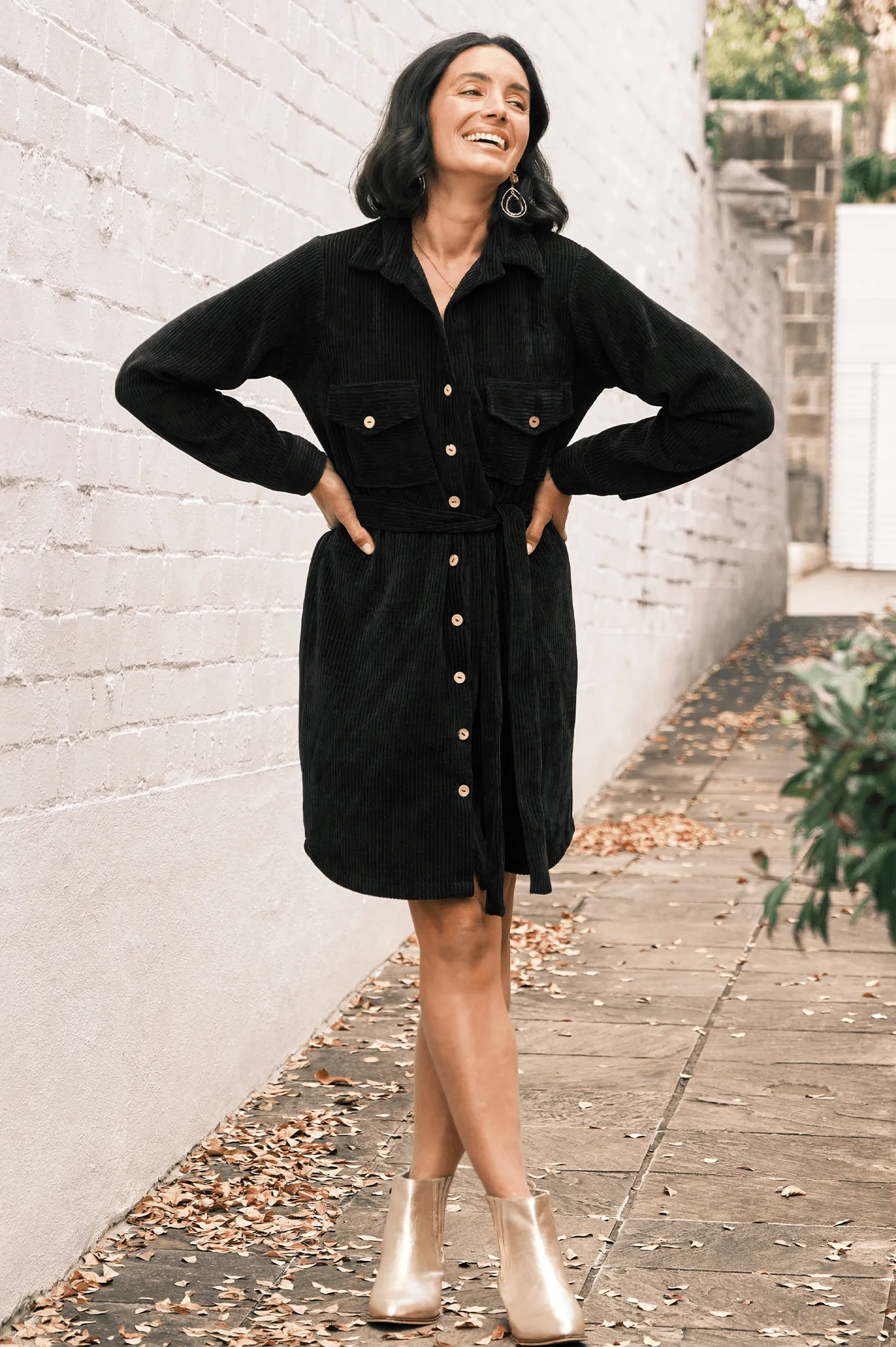 Remi Corduroy Dress Black