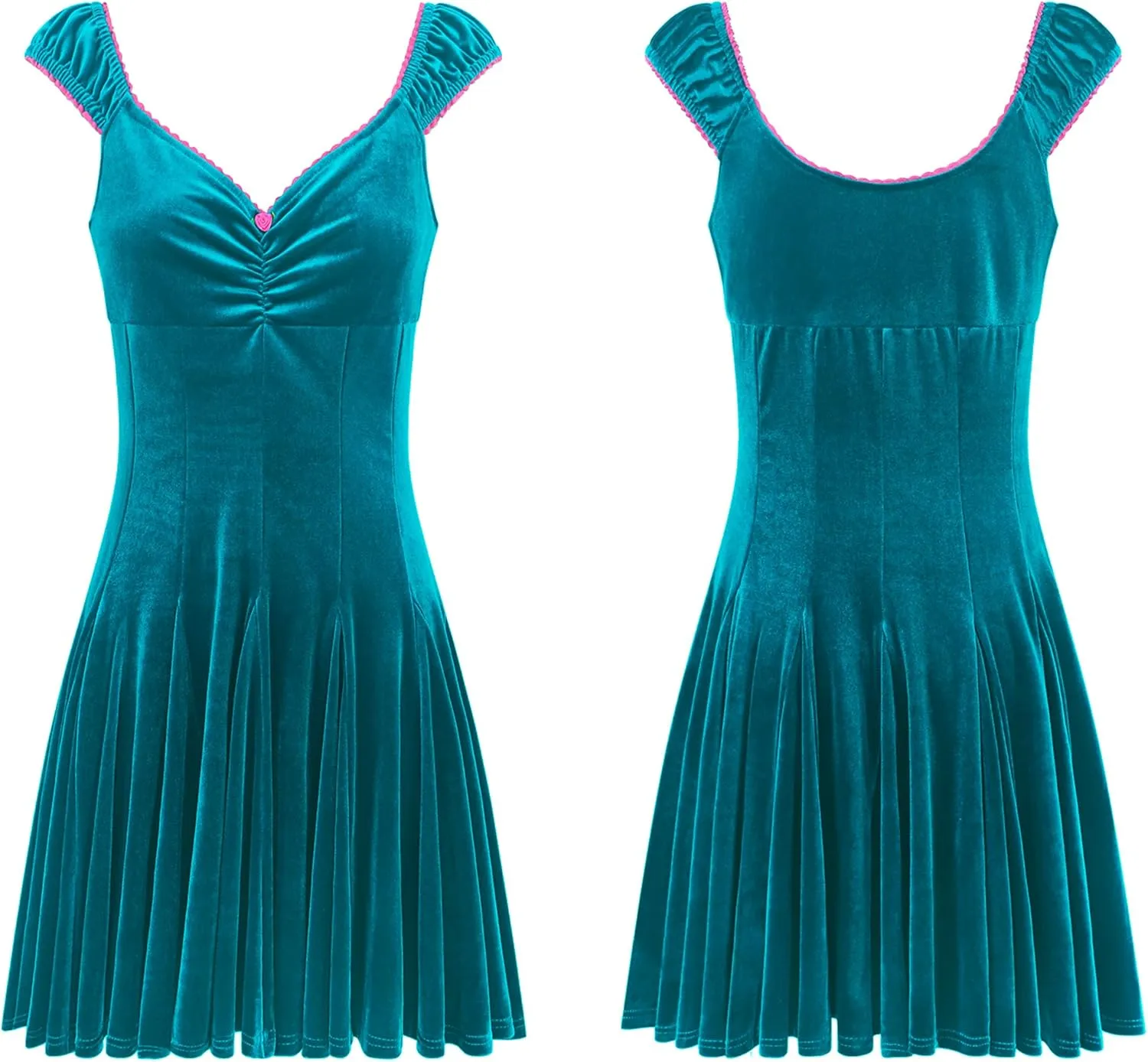 R.Vivimos Women's Fall Velvet Party Dress Sleeveless V Neck Empire Waist Elastic Fit and Flare Swing Mini Dress