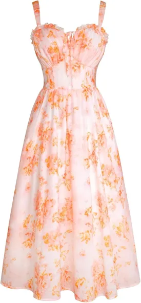 Scarlet Darkness Floral Corset Dress Summer Dresses for Women 2025 Milkmaid Dress Cottagecore Fairy Dresses