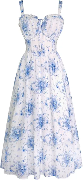 Scarlet Darkness Floral Corset Dress Summer Dresses for Women 2025 Milkmaid Dress Cottagecore Fairy Dresses