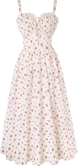 Scarlet Darkness Floral Corset Dress Summer Dresses for Women 2025 Milkmaid Dress Cottagecore Fairy Dresses