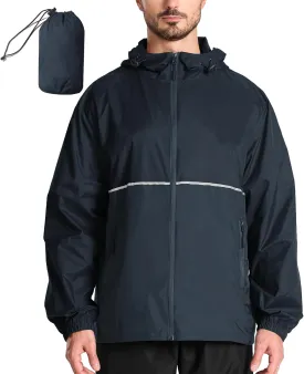 SWISSWELL Men's Rain Jacket Windbreaker Packable,Lightweight Golf Rain Coat Inner Pocket for Camping Hiking Cycling
