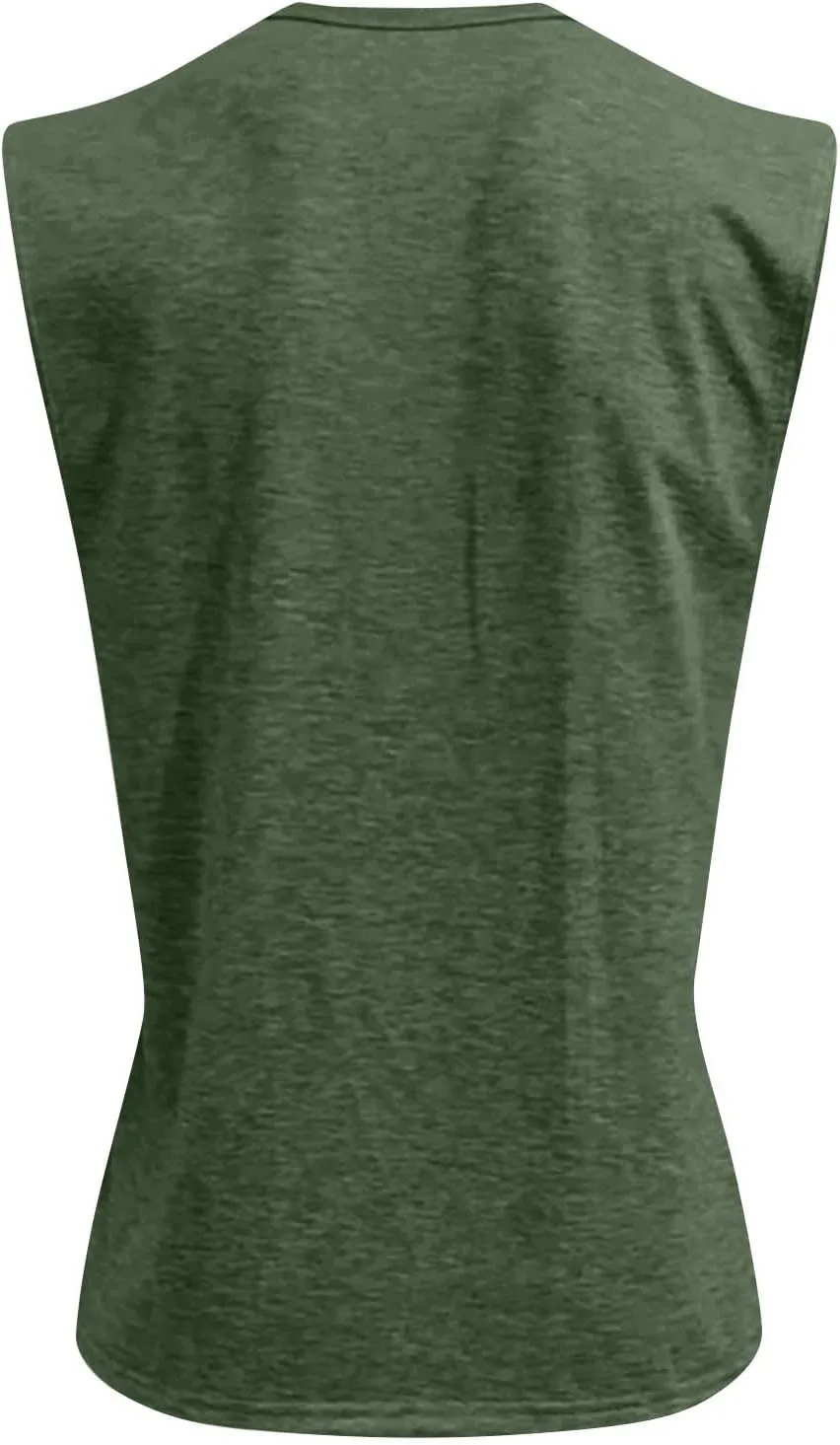 Tank Tops Men Big and Tall Henley Shirts Sleeveless Muscle Gym Workout Running Beach Summer Vintage Button Up Biker Tee Vest