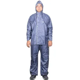THE CLOWNFISH Full Length Rain Coat Waterproof Raincoat With Pants For Men Polyester Reversible Double Layer Bike Rain Suit/Jacket Suit Inner Mobile Pocket With Storage Bag (Grey XL),X-Large