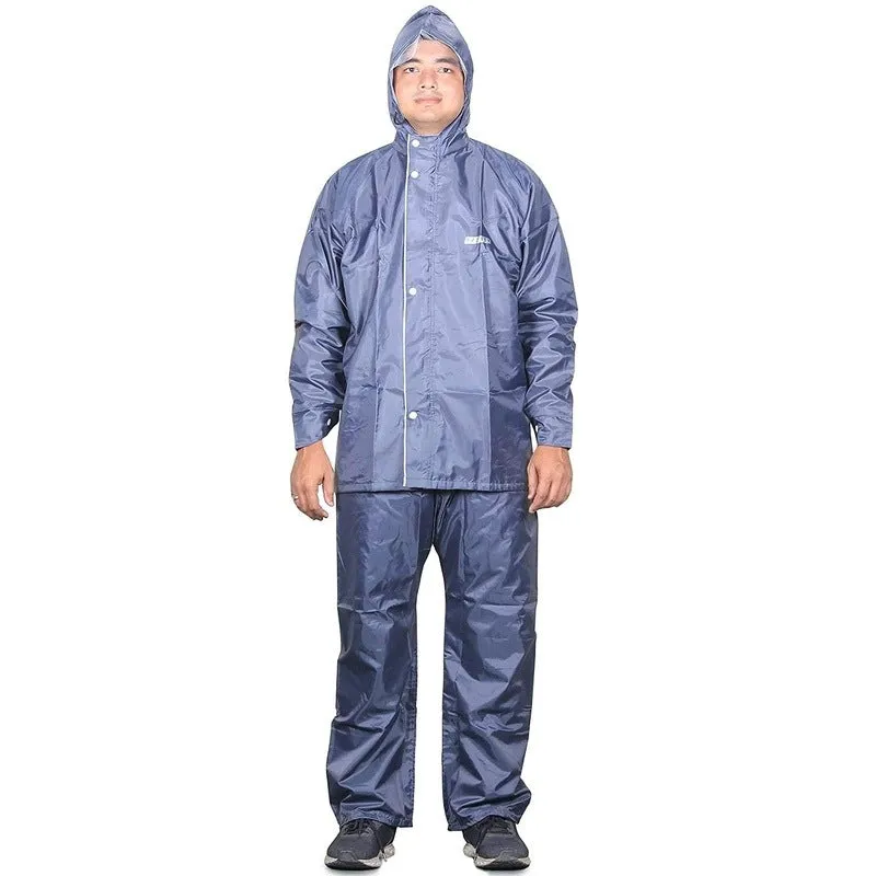 THE CLOWNFISH Full Length Rain Coat Waterproof Raincoat With Pants For Men Polyester Reversible Double Layer Bike Rain Suit/Jacket Suit Inner Mobile Pocket With Storage Bag (Grey XL),X-Large