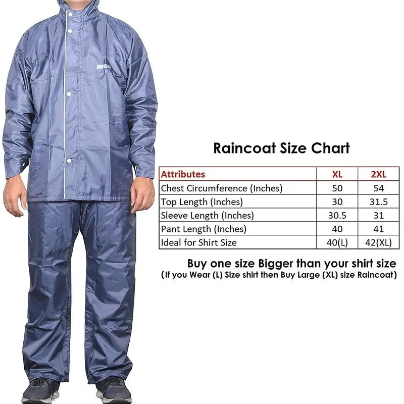 THE CLOWNFISH Full Length Rain Coat Waterproof Raincoat With Pants For Men Polyester Reversible Double Layer Bike Rain Suit/Jacket Suit Inner Mobile Pocket With Storage Bag (Grey XL),X-Large