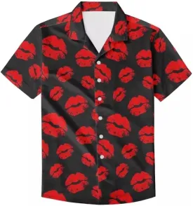 Unique Printed Funky Hawaiian Shirt Men Short Sleeve Shirt Top Blouse for Summer