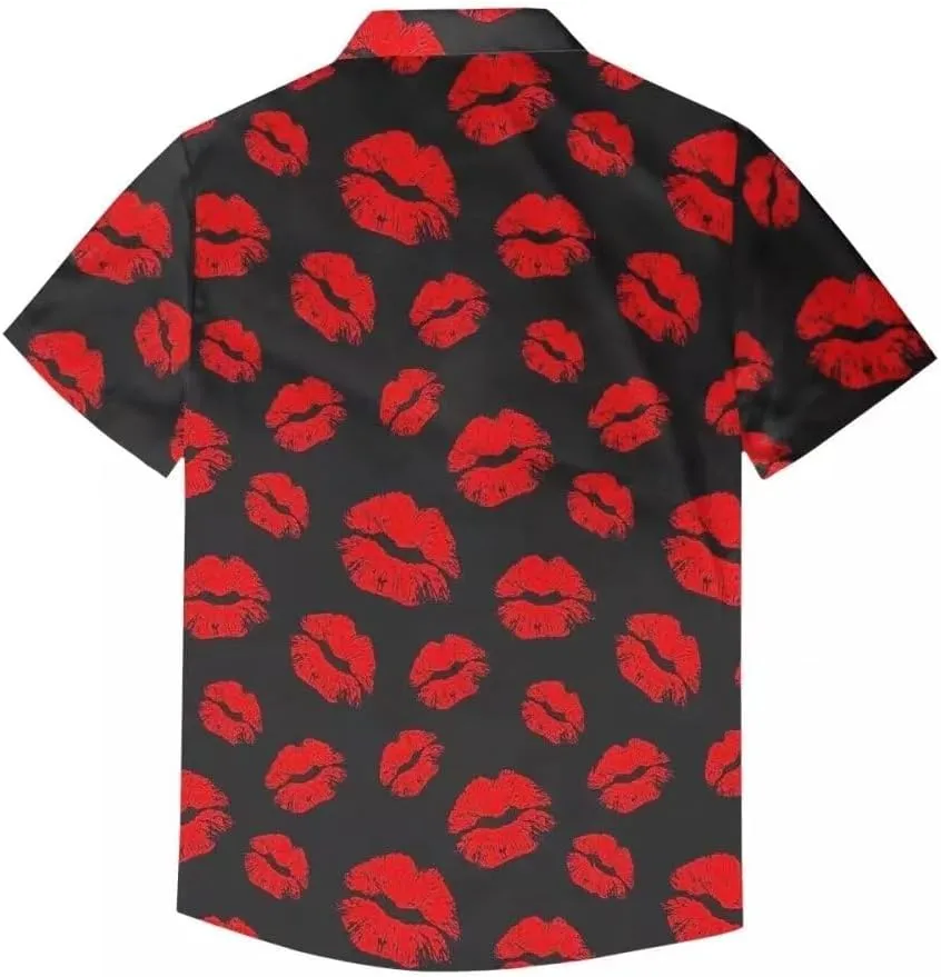 Unique Printed Funky Hawaiian Shirt Men Short Sleeve Shirt Top Blouse for Summer