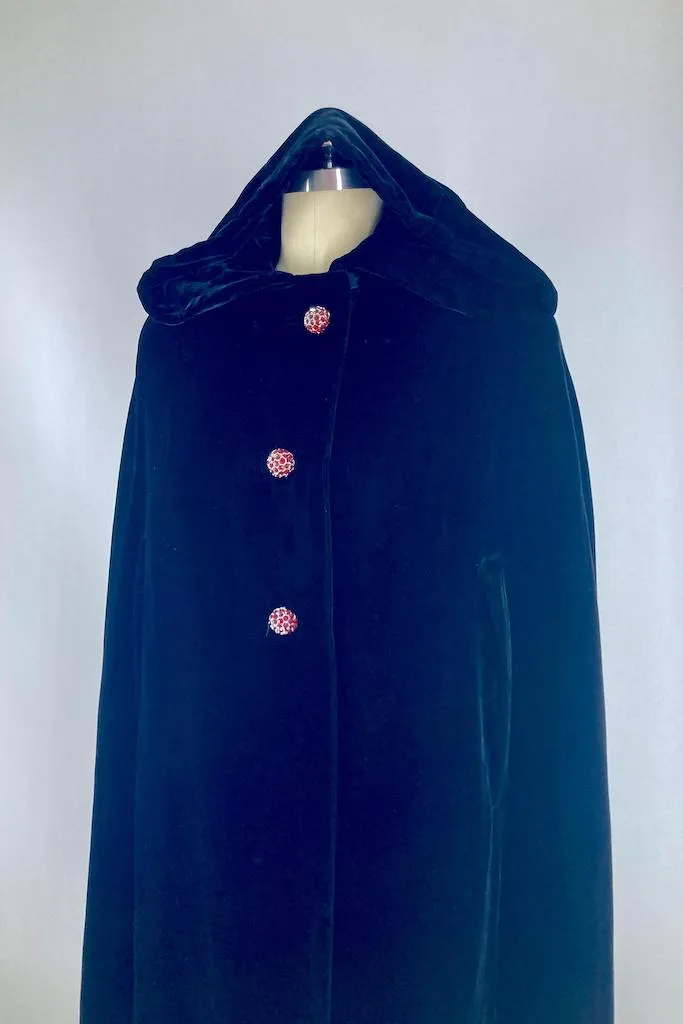 Vintage 1960s Black Velvet Cape